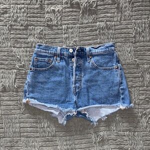 Levi's Distressed Blue Denim Shorts